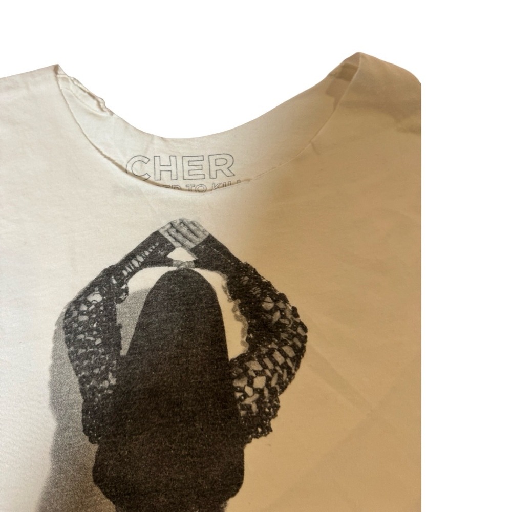 Cher Dressed To Kill Classic Tour Graphic T-Shirt Small White Cotton Concert Tee - Picture 3 of 7